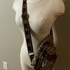 Brown and Tan Crossbody Bag